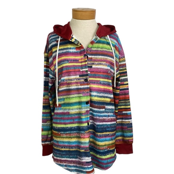 Jasmine - Colourful Knit Hooded Cardigan Small NWOT - Picture 3 of 10